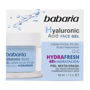 BABARIA Hydrafresh Crema de día hidratante (48 horas), con ácido Hialurónico para pieles mixtas a grasas 50 ml.
