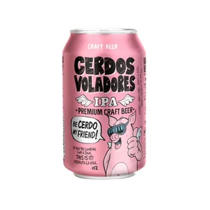 CERDOS VOLADORES Cerveza rubia lata 33 cl.