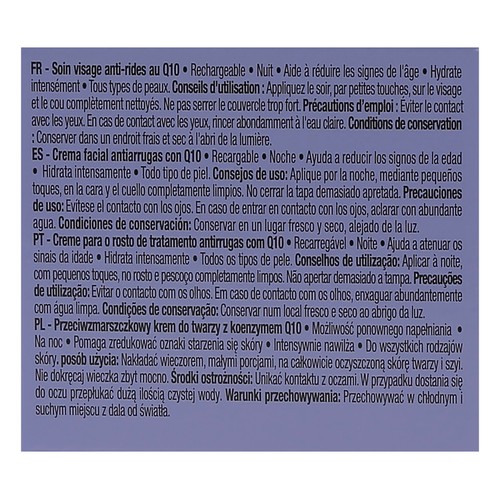 COSMIA Q10 Recarga de crema facial de noche antiarrugas, para todo tipo de pieles 50 ml.