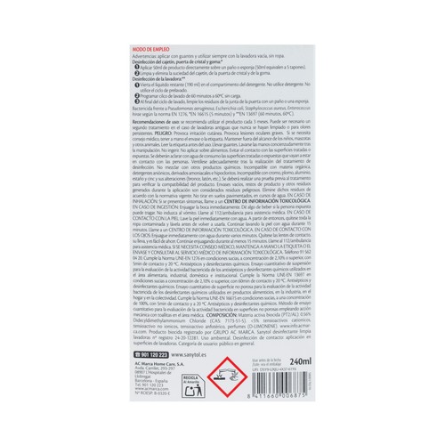 SANYTOL Limpia lavadoras higienizante 250 ml