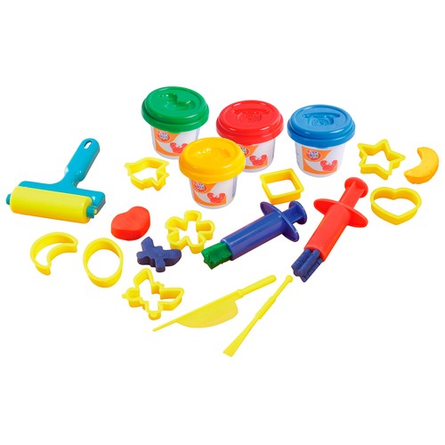 Cubo con botes de pasta y accesorios para moldear ONE TWO FUN ALCAMPO.