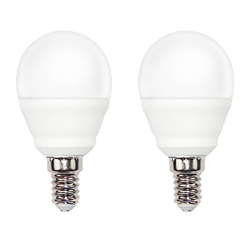 Pack de 2 LED esférica E14, 40W luz fría, ALCAMPO.