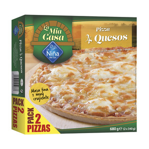 Imagen de LA NIÑA DEL SUR La mia casa Pizza 4 quesos de masa fina y muy crujiente 2 x 340 g.