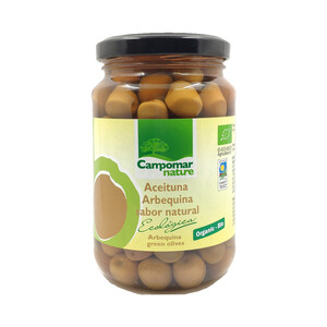 Imagen de CAMPOMAR NATURE Aceituna Arbequina verdes enteras de cultivo ecológico bote 200 g.