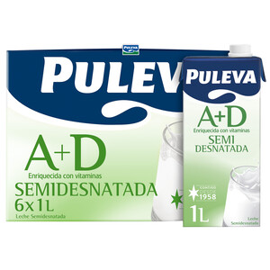 precios Puleva Leche Semidesnatada De Vaca, Enriquecida Con Vitaminas A Y D Y De Origen 100% Español 6 X 1L. en Alcampo