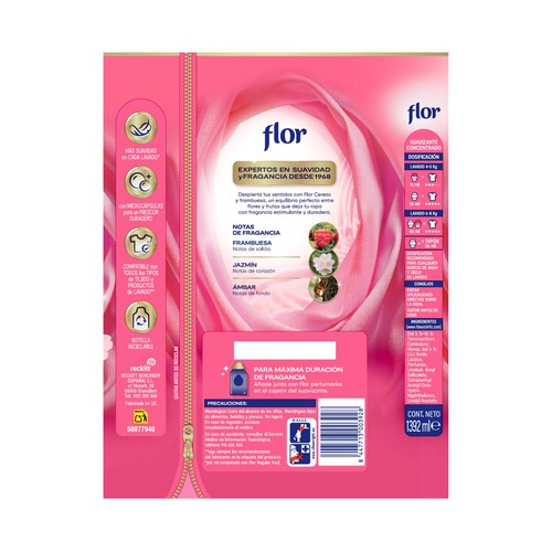 FLOR Suavizante concentrado con aroma a cerezo y frambuesa - 87 lavados.