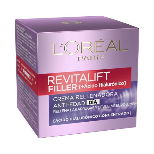 L´ORÉAL PARIS Crema de día antiarrugas con ácido Hialurónico L'ORÉAL PARIS Revitalift filler 50 ml.