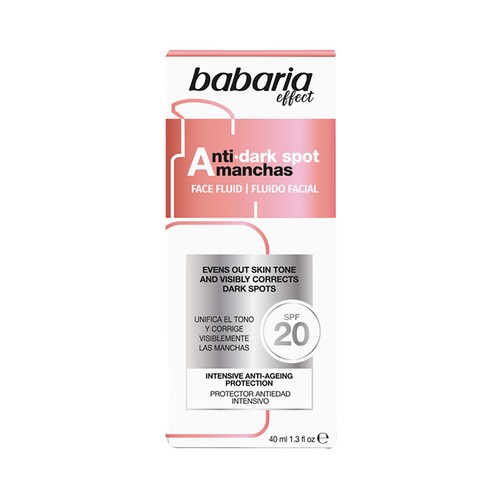 BABARIA Effect Fluido facial antimanchas con protector antiedad intensivo y FPS 20 40 ml.