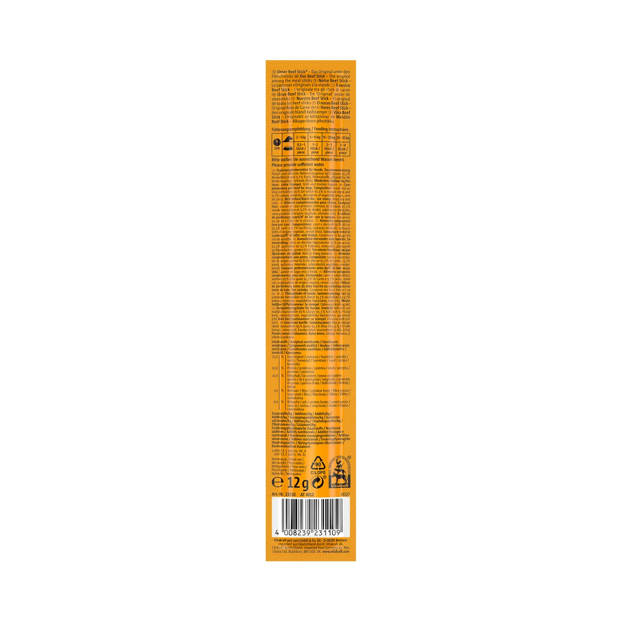 Stick de pavo para perros 12 g.