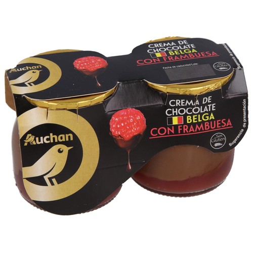 ALCAMPO GOURMET Crema de chocolate belga con framubesa, elaborada sin gluten 2 x 125 g.