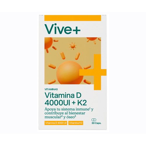 VIVE+ SALUD Y VIDA Vitamina D+K2 vive plus 30  cápsulas
