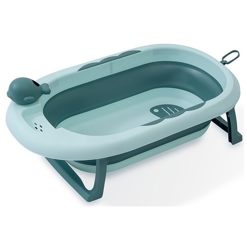Bañera plegable con taza para enjuague, color verde, INTERBABY.