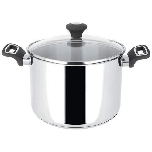 Olla alta de acero inoxidable con tapa de vidrio, apta para inducción, 30cm. ACTUEL.