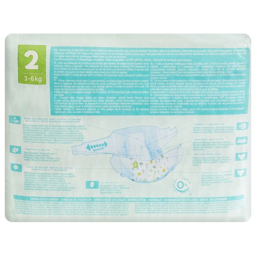 PRODUCTO ALCAMPO Baby sensitive Pañales talla 2 (3-6 kg) 30 uds.