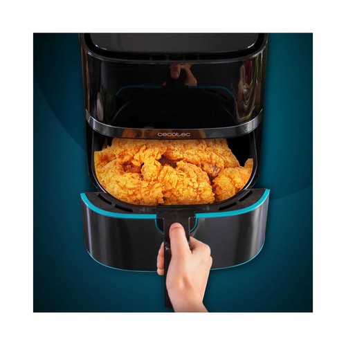 Freidora de aire, 5,5L, 1700W, CECOTEC Cecofry Full InoxBlack 5500 Connected Pack,  WiFI, APP, 8 programas.