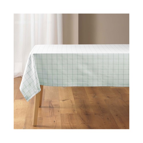 Mantel cuadros poli algodón 140x240cm verde. U10.
