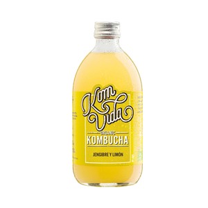 KOMVIDA Kombucha (bebida a partir de té) ecológica jengibre y limón 750 ml.