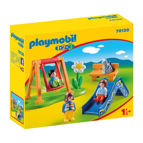 Conjunto de juego Parque infantil con 3 muñecos y gatito incluidos, 70130 PLAYMOBIL 123.