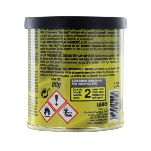 Ambientador en gel para coche en envase de lata y con olor a limón AUTOBRILL.