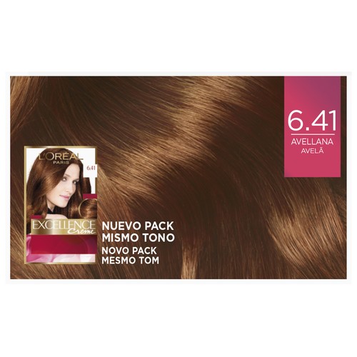 L´ORÉAL PARIS Excellence creme Tinte de pelo permanente tono 6.41 Avellana.