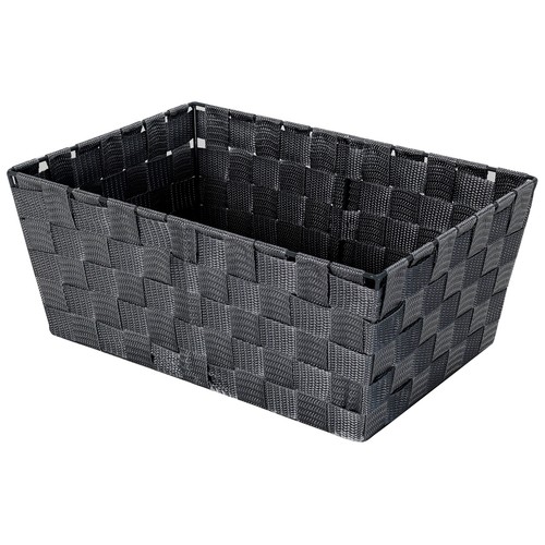 Cesta trenzada de poliproileno y acero color gris oscuro, 33x14x23 cm. ACTUEL.