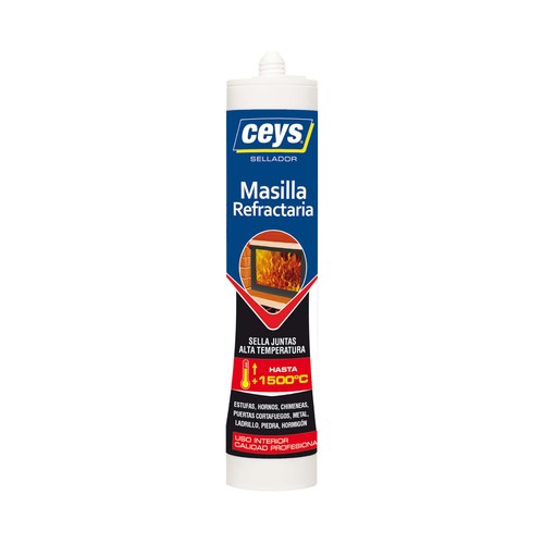 Masilla refractaria para sellar juntas de estufas, hornos, chimeneas y puertas cortafuegos de 310 ml, CEYS