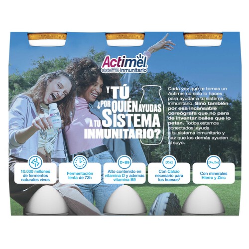 ACTIMEL Leche fermentada con Lcasei y multifrutas (tuti frutti) ACTIMEL de Danone 6 x 100 g.