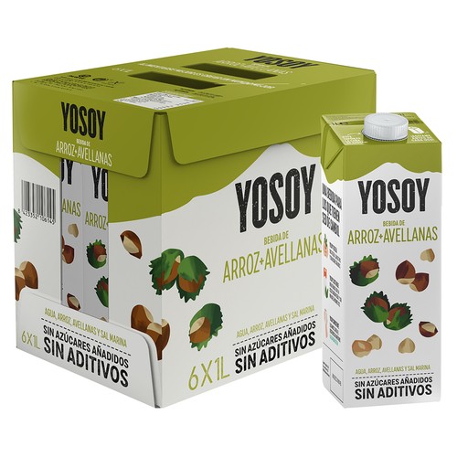 YOSOY Bebida vegetal de arroz, avellanas y sal marina 6 x 1 l.
