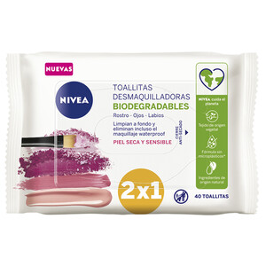 NIVEA Toallitas desmaquilladoras biodegradables, para piel seca o sensible 25 uds.