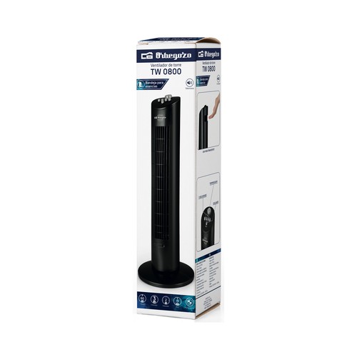 Ventilador torre OBREGOZO TW0800, 60W, color negro.