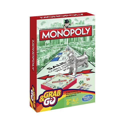 Juego de mesa de estrategia Monopoly edición de viaje, de 2 a 4 jugadores, MONOPOLY.