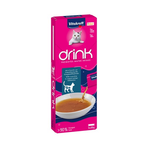 VITAKRAFT Drinks Snack para gatos líquido, sabor  a salmón  5 uds 30 g