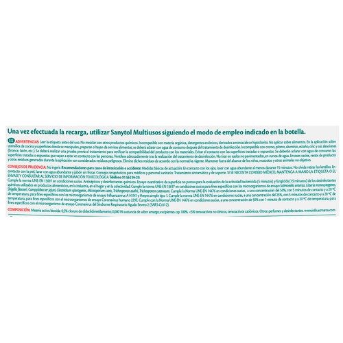 SANYTOL Recarga de limpiador desinfectante multiusos aroma eucalipto 750 ml.