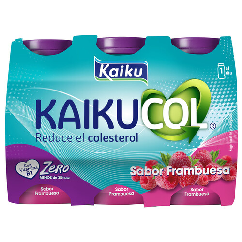 KAIKUCOL Yogur líquido con sabor a frambuesa Zero 6 x 65 g.