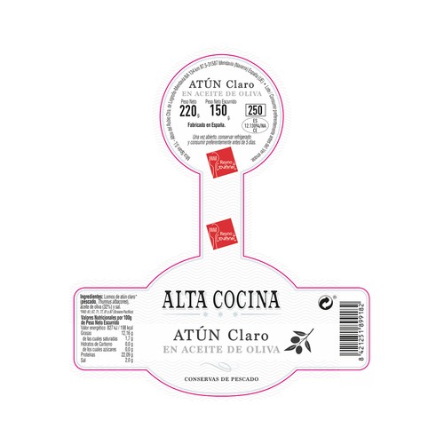 ALTA COCINA Atún claro en aceite de oliva lata de 150 g.