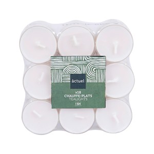 Imagen de Set de 18 Tealights sin perfume, color blanco, 5H, ACTUEL.