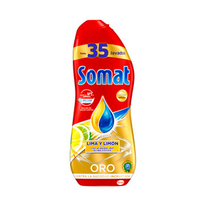 SOMAT Detergente lavavajillas máquina gel lima-limón SOMAT 35 ds. 630 ml.