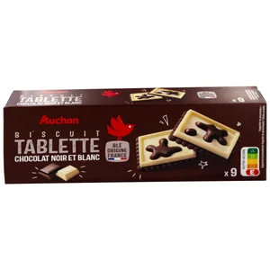 PRODUCTO ALCAMPO Galletas con tableta de chocolate blanco y negro 115 g.