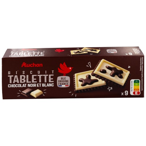 PRODUCTO ALCAMPO Galletas con tableta de chocolate blanco y negro 115 g.