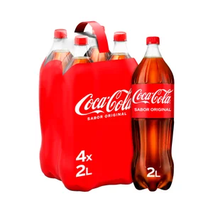 COCA COLA Refresco de cola sabor original pack de botella de 4 uds. de 2 L.