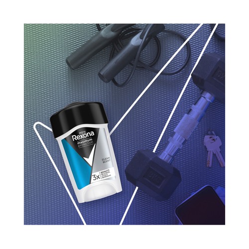 REXONA Desodorante en stick para hombre con protección anti transpirante hasta 48 horas REXONA Men clean scent 45 ml.