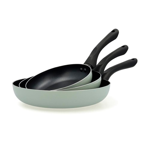 Set de 3 sartenes de aluminio estampado, 18/22/26 cm, color verde TROPIC QUID.