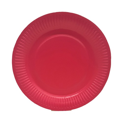 Platos desechables de cartón color rojo, 18cm., 10 unidades, ACTUEL