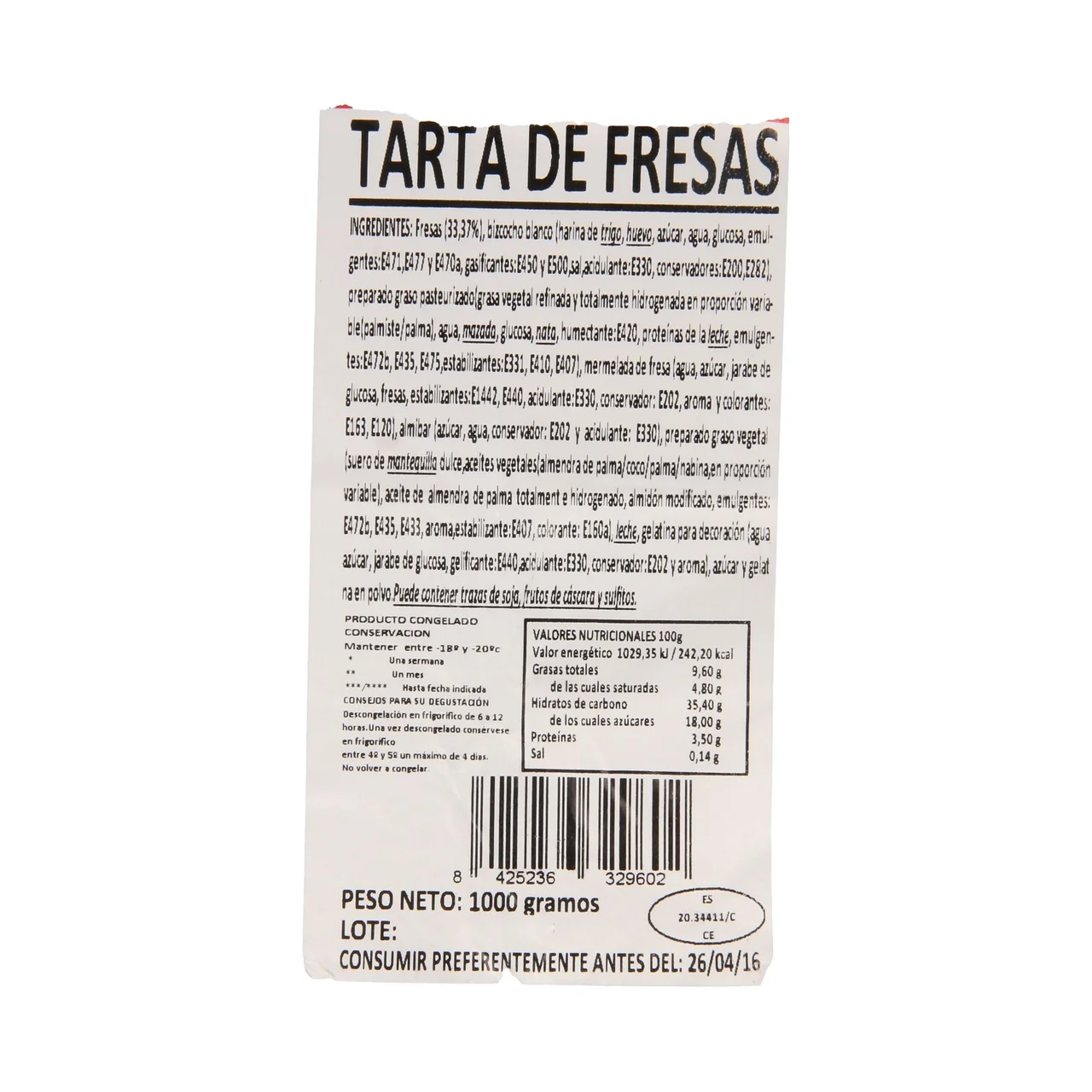 Tarta de fresas 1000 g.