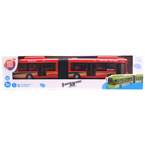 Autobús articulado con ruedas libres, 38cm, color rojo, blanco o verde surtido ONE TWO  FUN ALCAMPO.