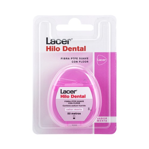 Hilo dental suave, con flúor y sabor menta LACER 50 m.