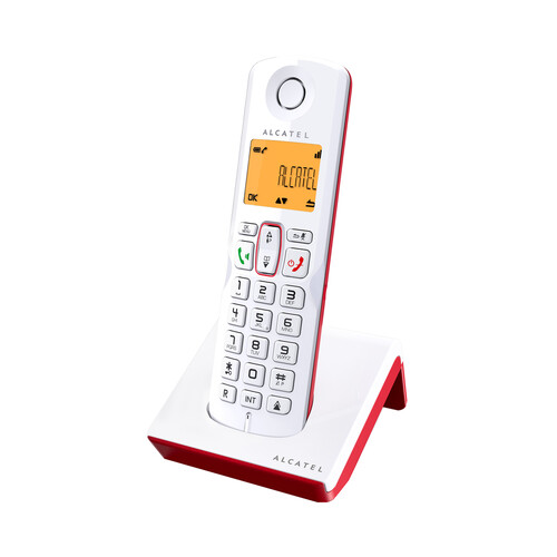 Teléfono inalámbrico Dect Alcatel S250 rojo, identificador de llamada, agenda, registro de llamadas