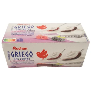 AUCHAN Yogur estilo griego con mora y frambuesa 4x125 g Producto Alcampo.
