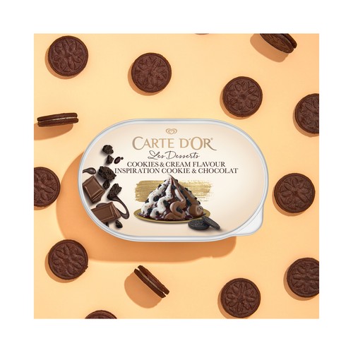CARTE D'OR Les desserts de Frigo Tarrina de helado de nata y chocolate con trocitos de galletas 825 ml.