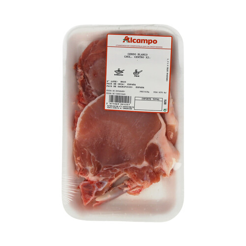 Chuletas de centro de cerdo blanco